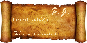 Prunyi Jolán névjegykártya